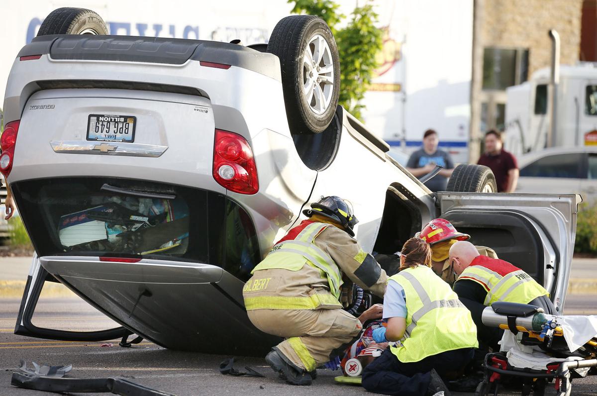 Rollover crash in downtown Sioux City sends one to the hospital Local