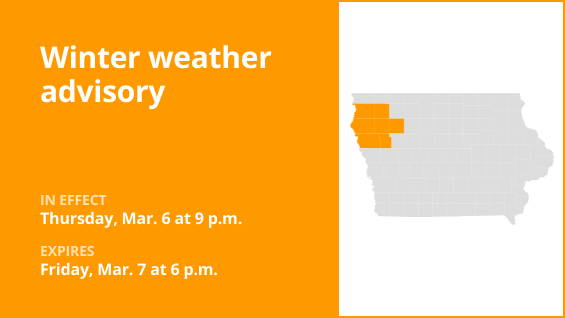 Update: Winter weather advisory affecting Iowa until Friday afternoon