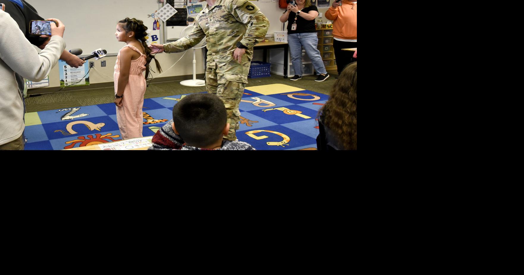 National Guard sergeant surprises niece at Loess Hills Elementary Friday