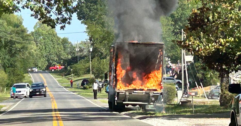Box truck on fire on Hendricks Store Road in Bedford