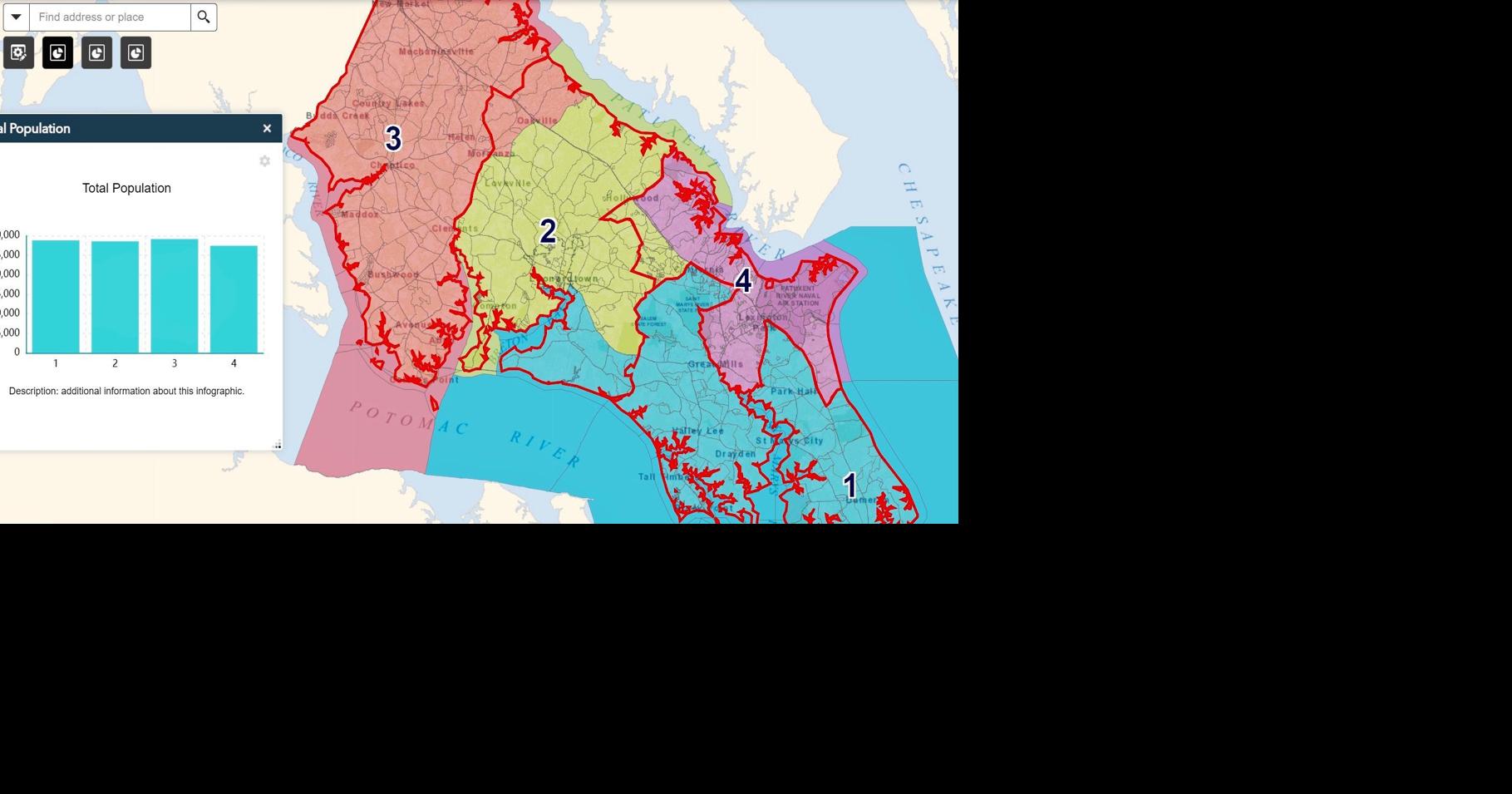 St Mary S County Gis St. Mary's Redistricting Board Revises Draft Map; Board Chair And County  Attorney Argue | Local News | Somdnews.com