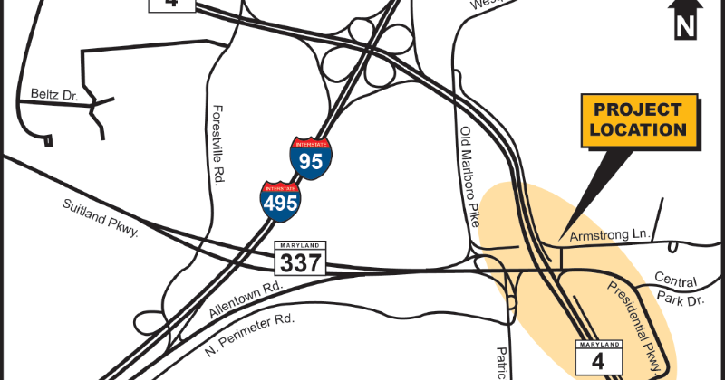 Road work planned at Route 4 and Suitland Parkway