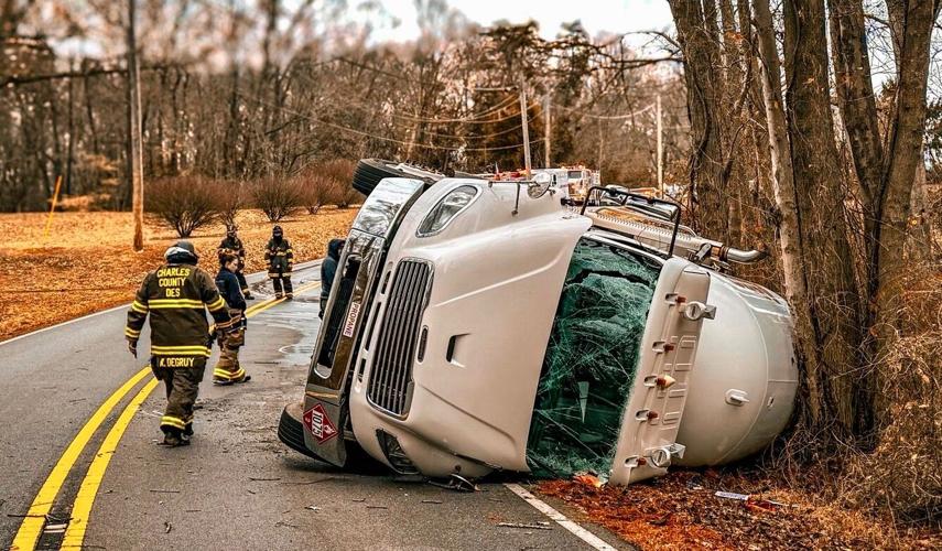 Propane truck flips