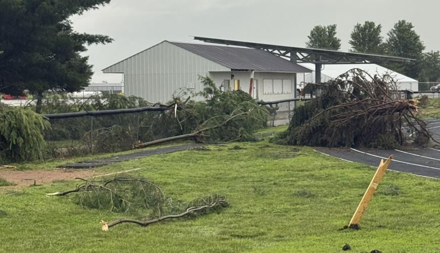High winds damage structures at Pekin school | Fairfield News ...