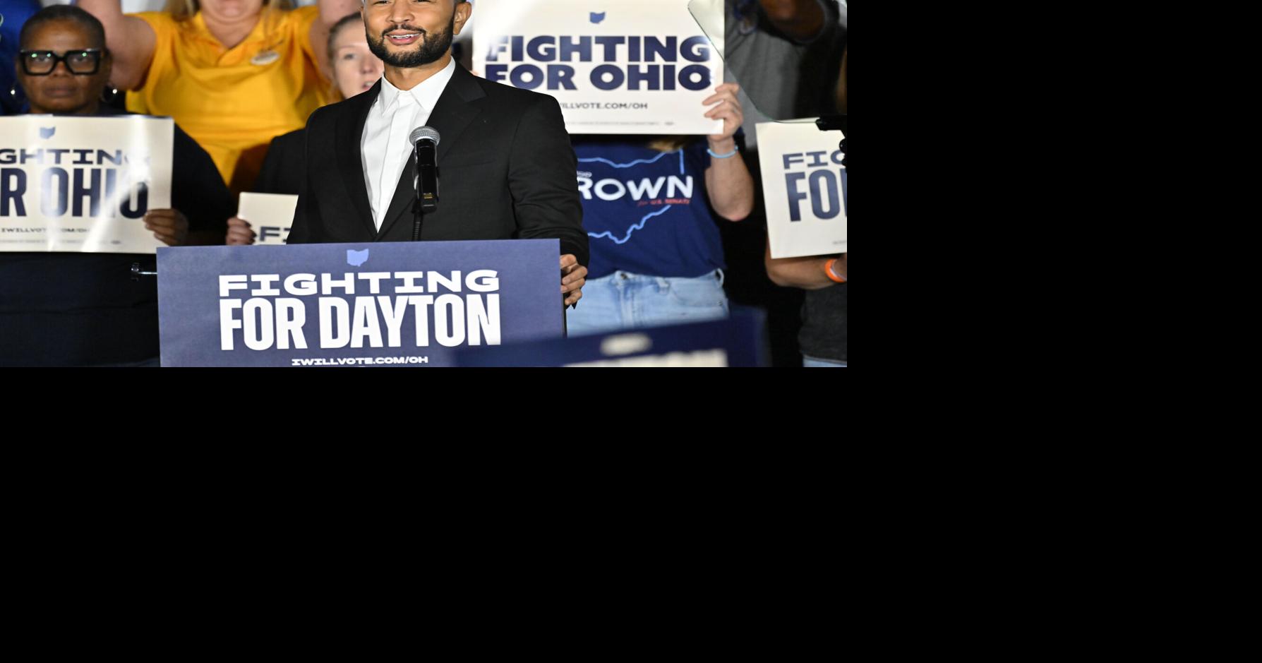 Full John Legend speech at Dayton rally with Brown, Acton