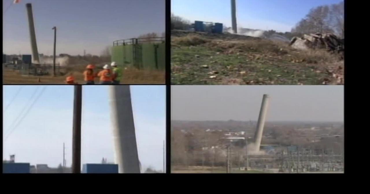 Wrong-way Ohio Edison smokestack collapse in Springfield seen on video ...