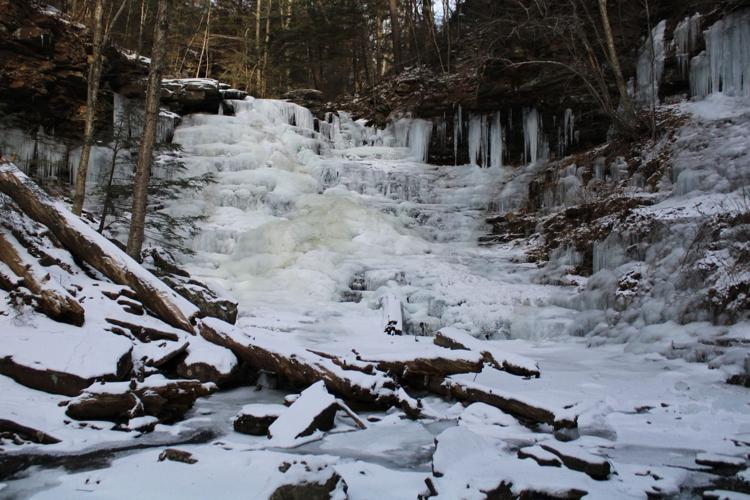 Winter Waterfall Ice Hiking at Ricketts Glen State Park