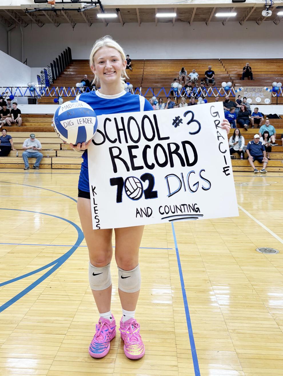 Gracie Kless breaks Blue Streaks record in career digs | Sports ...
