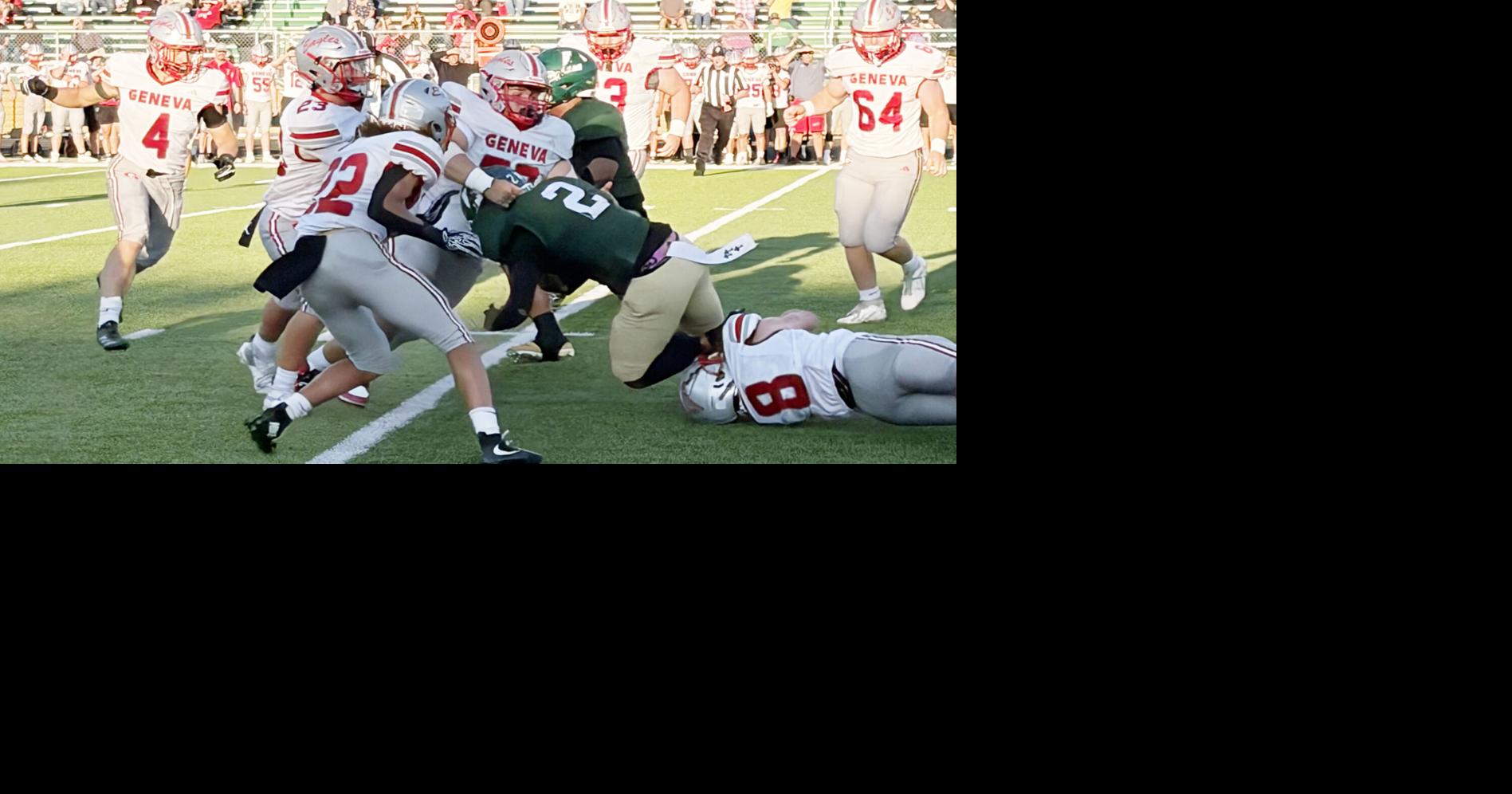 Eagles use strong rushing game to defeat Dragons, earn first win of season.