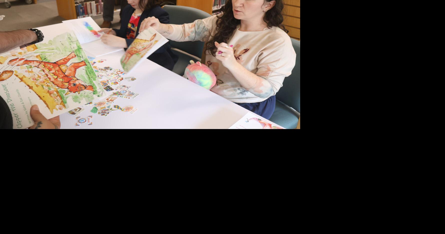 Mother and son author duo read and sign books at Board of DD event