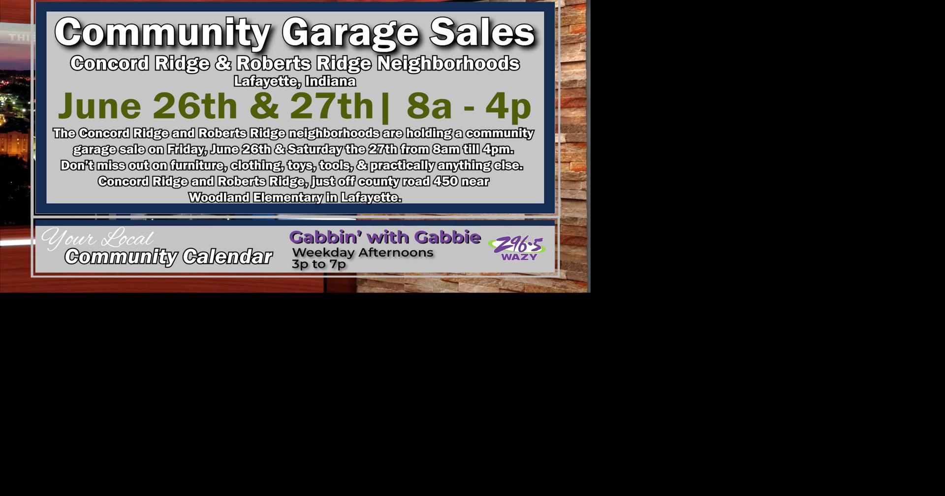 Community Calendar - Art After Hours | Community Garage Sale | 2026 Indiana Fiddler’s Gathering