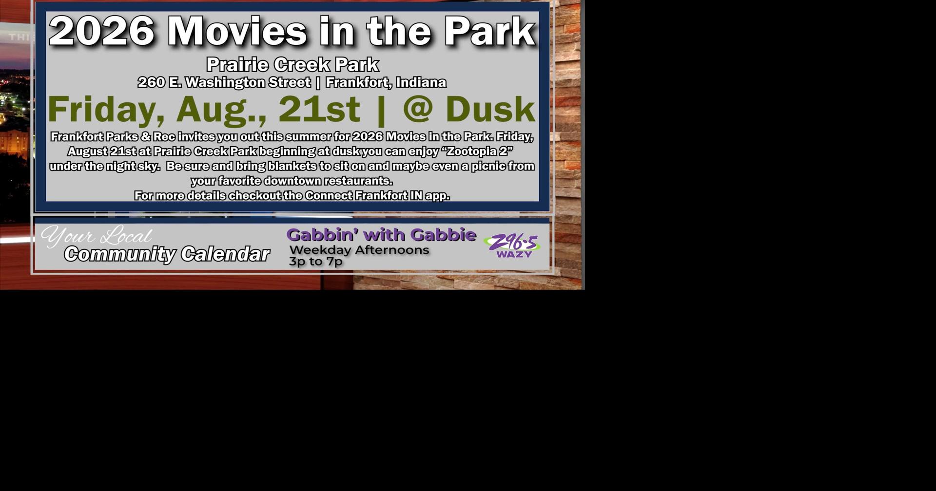 Community Calendar - 2026 Movies in the Park Zootopia 2 | LARA Construction Pre-Apprenticeship | D&A Caregivers Support Group