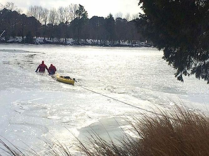 Dog trapped in ice saved by firefighters | Local | stardem.com