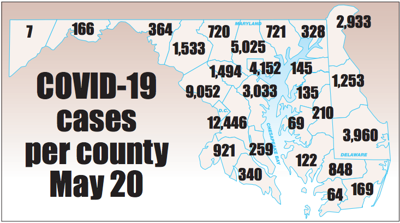 COVID-19 cases by county May 20