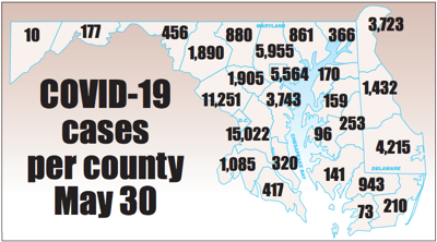 COVID-19 cases by county May 30