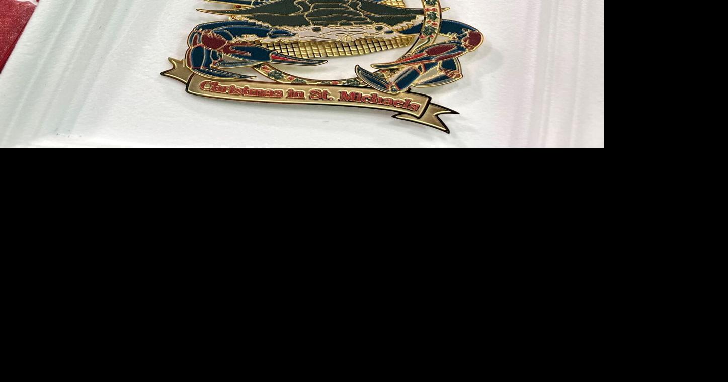 Christmas in St. Michaels ornament features Maryland Blue Crab Life
