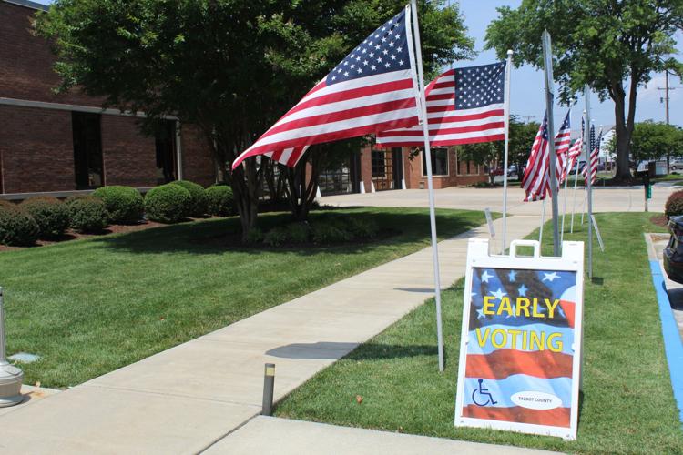 Early voting sign at Easton Volunteer Fire Company early voting center in Talbot County.