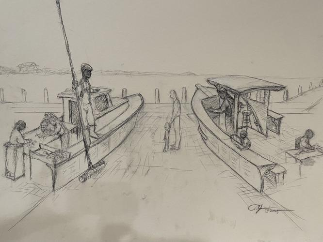 Black watermen monument concept drawing