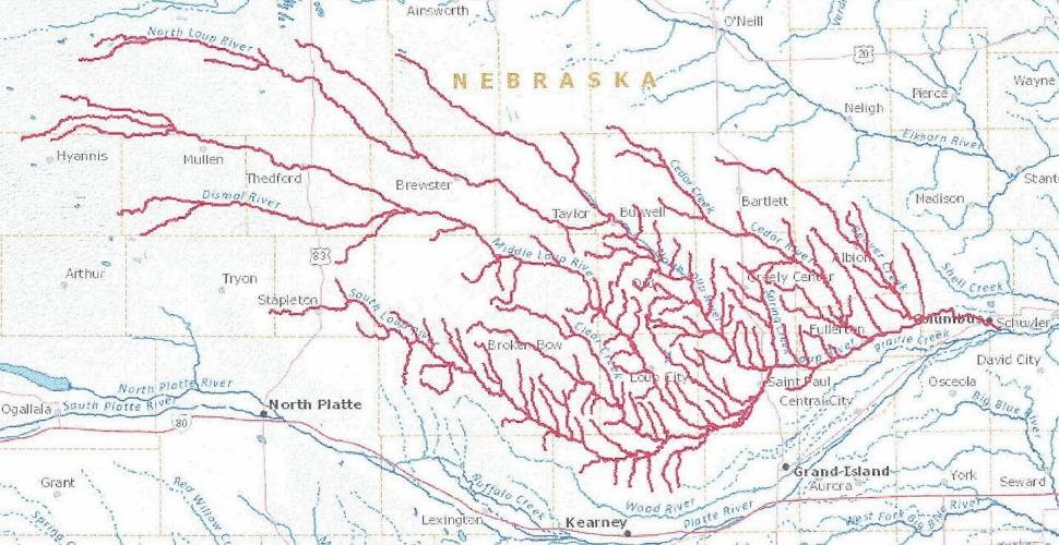 Major Nebraska rivers and their drainages The Loup River