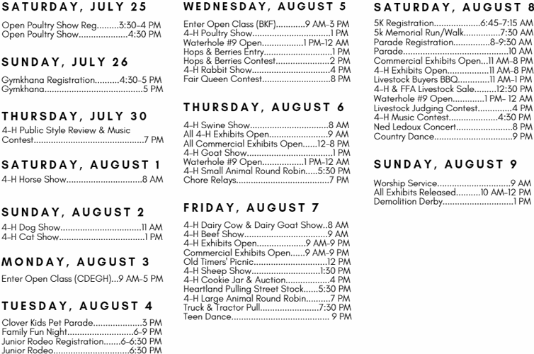 Box Butte Co. Fair Schedule Released