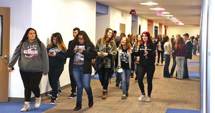 Students tour the newly transformed Scottsbluff High School