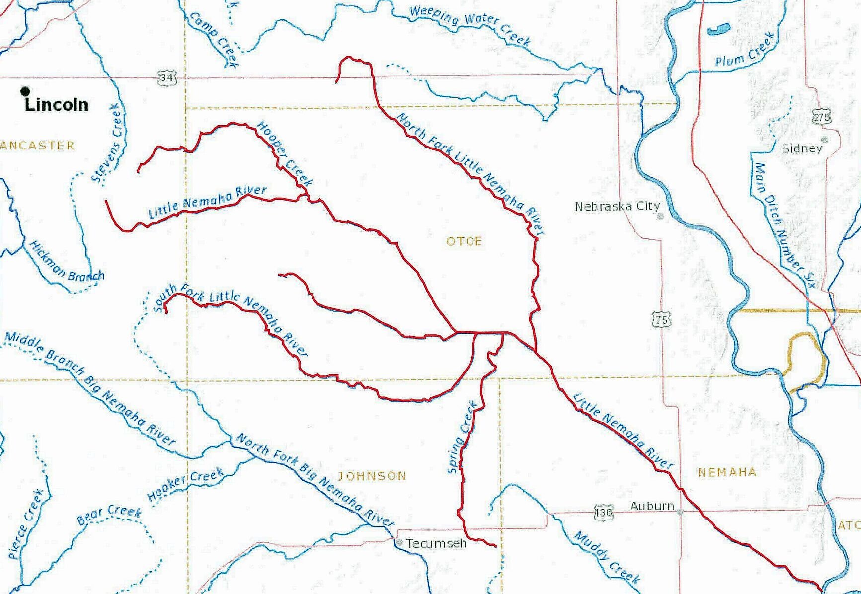 Major Nebraska Rivers And Their Drainages: The Big Blue, Little Blue ...