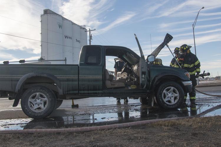Truck damaged by fire