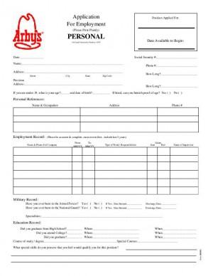 Arby's Employment Application