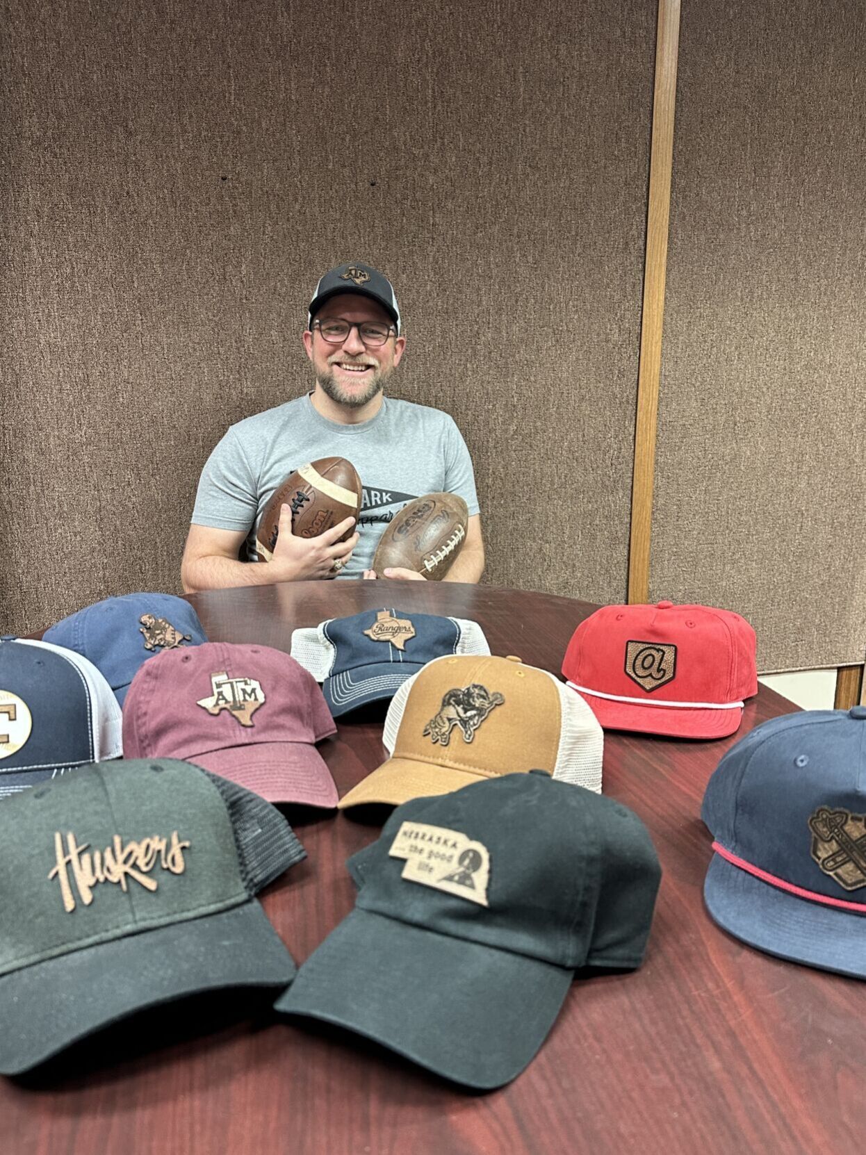 North Platte man repurposes old footballs to use in ball caps