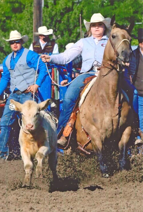 Chadron State cowgirl wins breakaway roping at CSC rodeo
