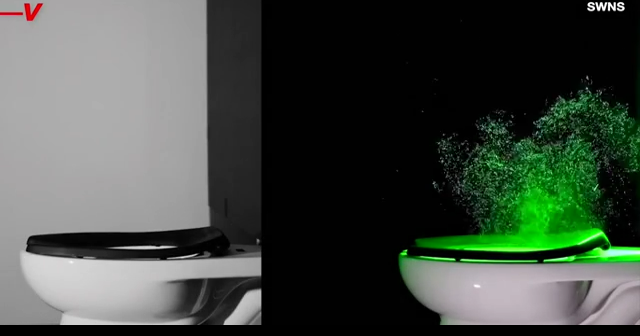 Watch and cringe: Here's how much 'invisible' toilet water sprays