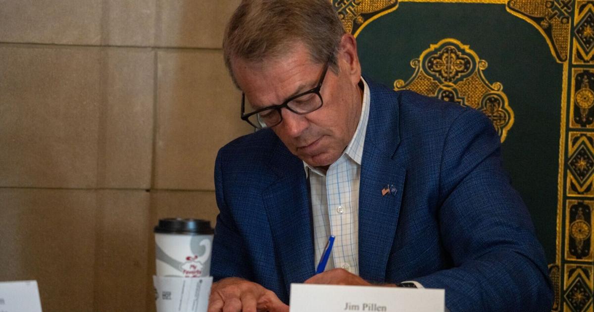 Jim Pillen signs (single-use photo)