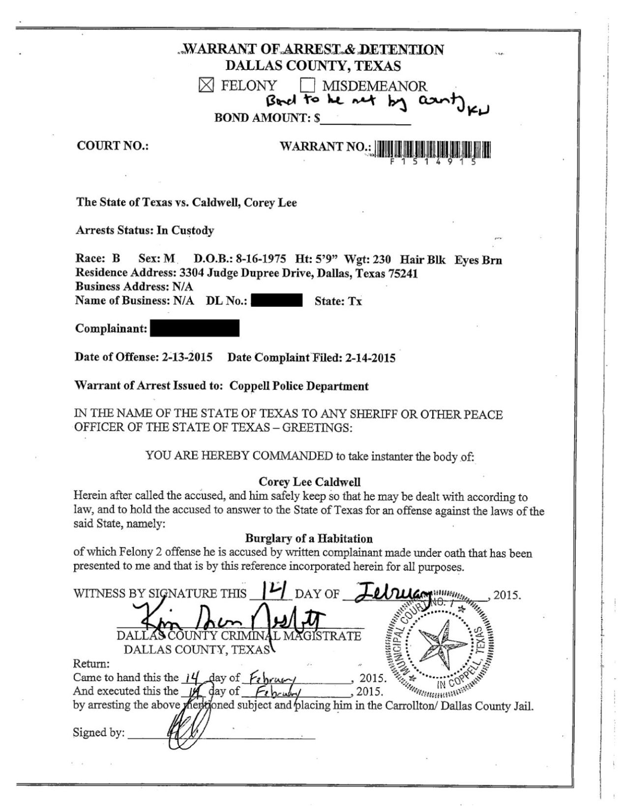 Caldwell Arrest Affidavit | | starlocalmedia.com