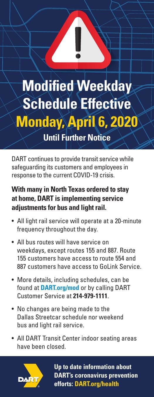 DART moves to modified weekday service during COVID19 pandemic News