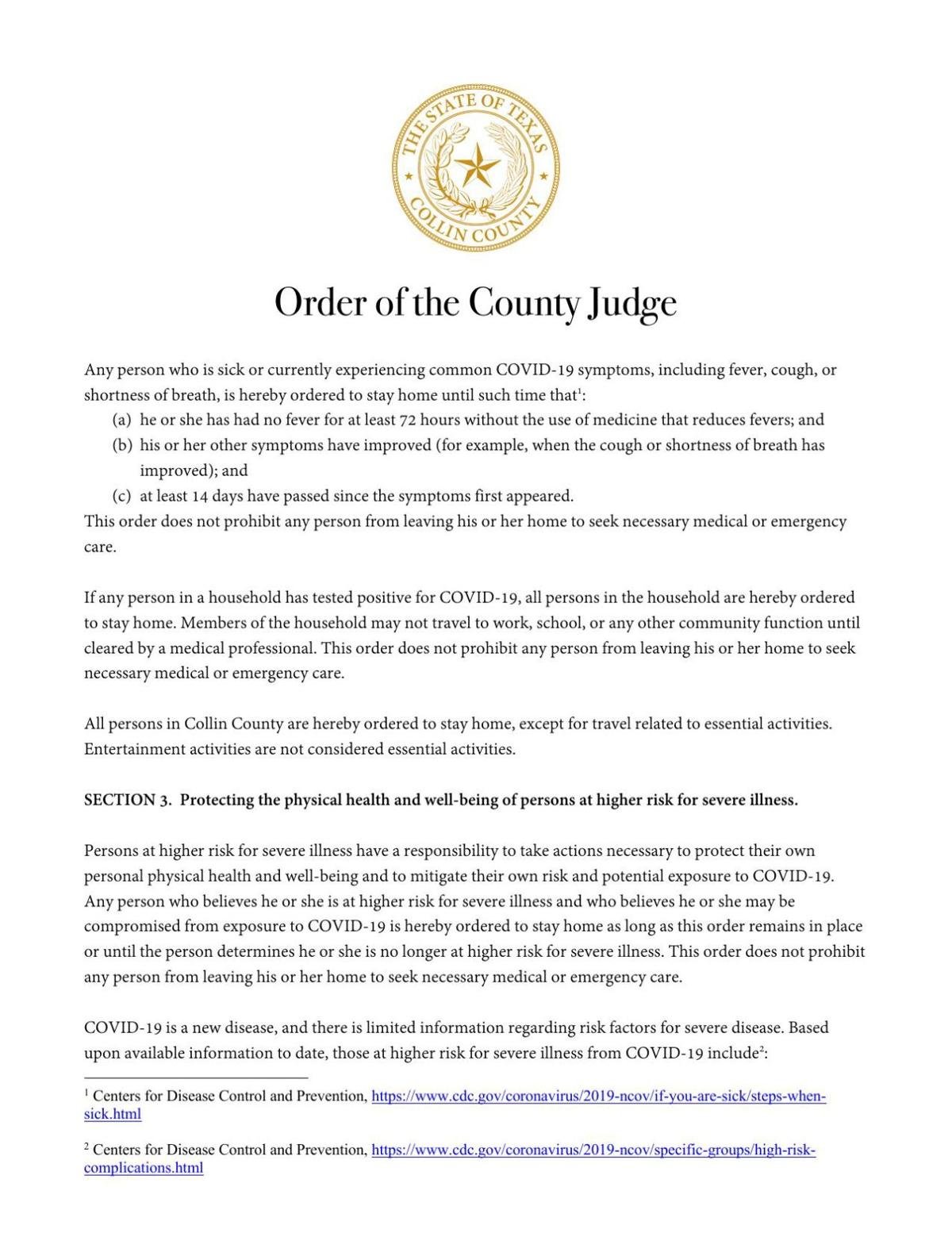 Collin County Issues Stay At Home Order Compliant Businesses May Remain Open News Starlocalmedia Com