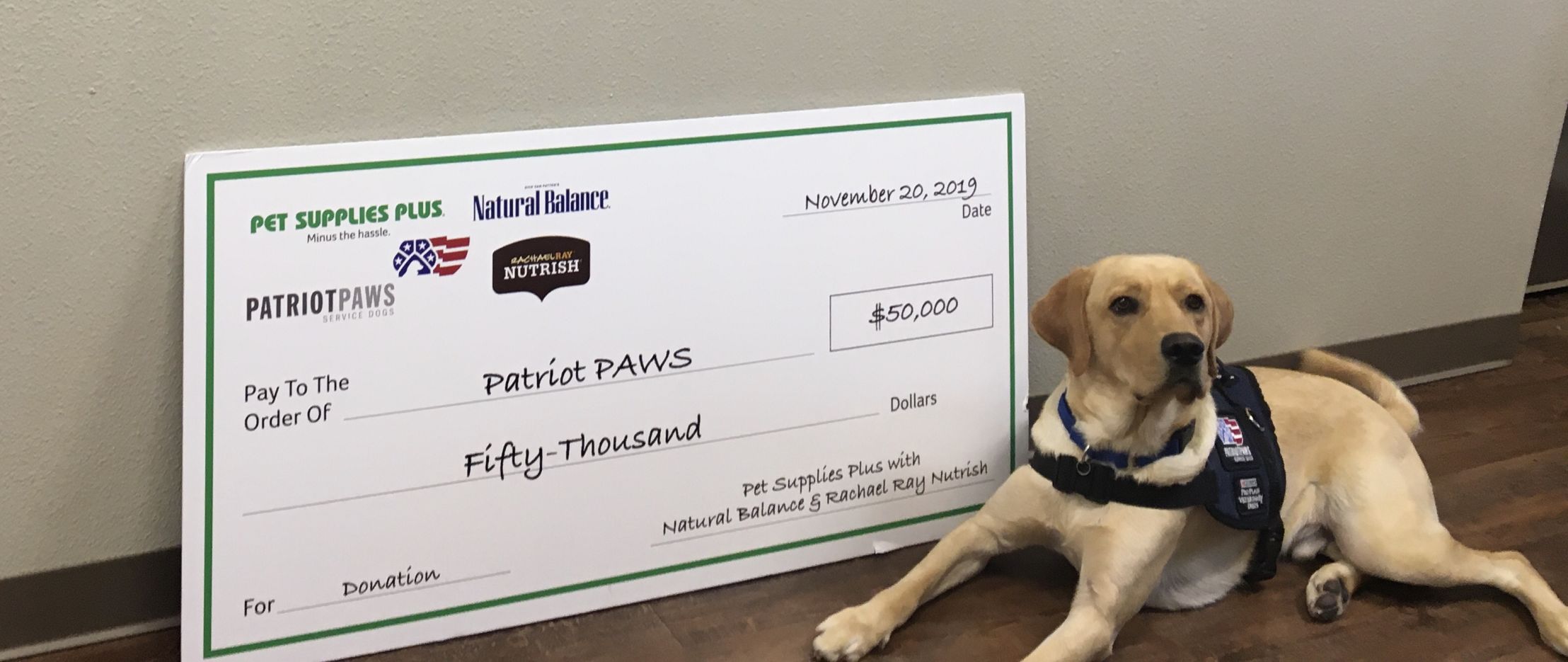 Pet retailer donates 50K to Patriot Paws News starlocalmedia