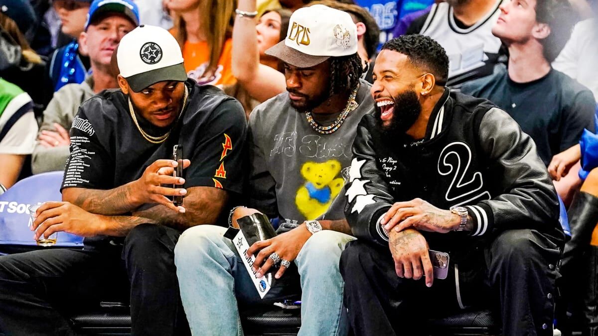 OBJ at Mavs Game With Parsons and Diggs