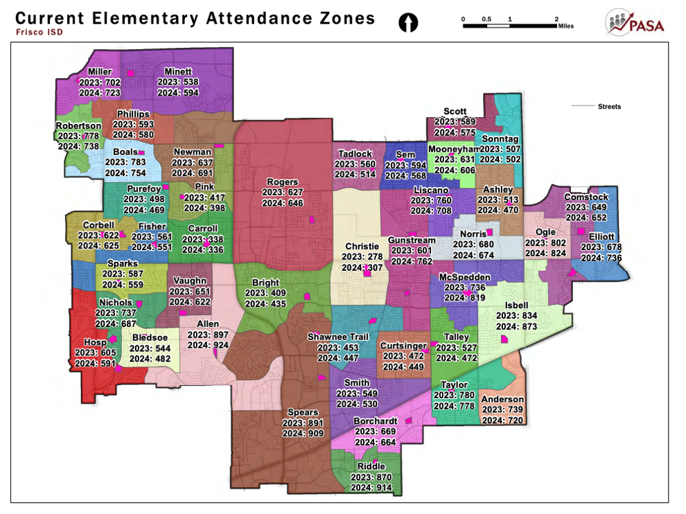 See the maps of Frisco ISD's proposed zone boundaries for 202324