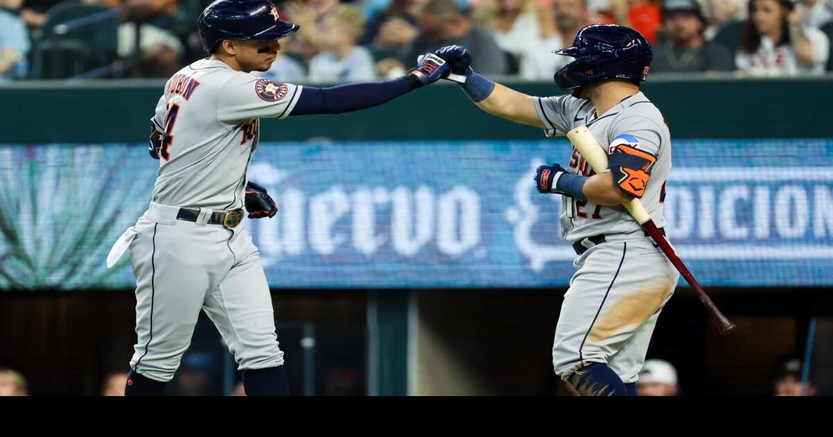 Astros hit 5 homers in 13-6 win over Rangers