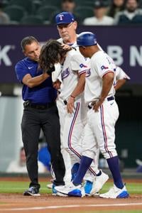 Rangers' Josh H. Smith, taken to hospital after being struck in face with  pitch, says he's 'doing fine' 