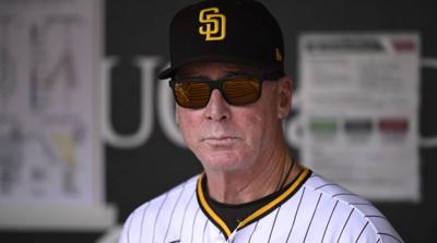 San Diego Padres manager Bob Melvin walks off the field during the