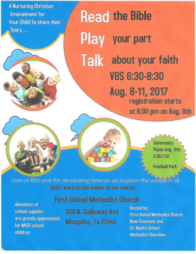 READ, PLAY, TALK Vacation Bible School | Mesquite News | starlocalmedia.com