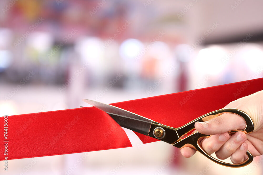 Giant Ribbon-Cutting Scissors and Texas