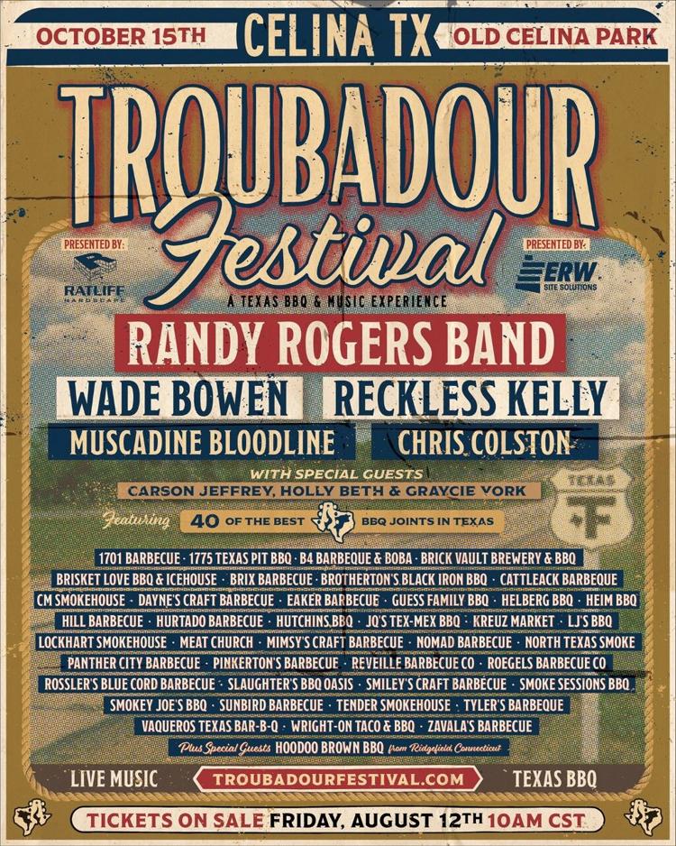 Troubadour Festival in Celina announces lineup, tickets open Aug. 12
