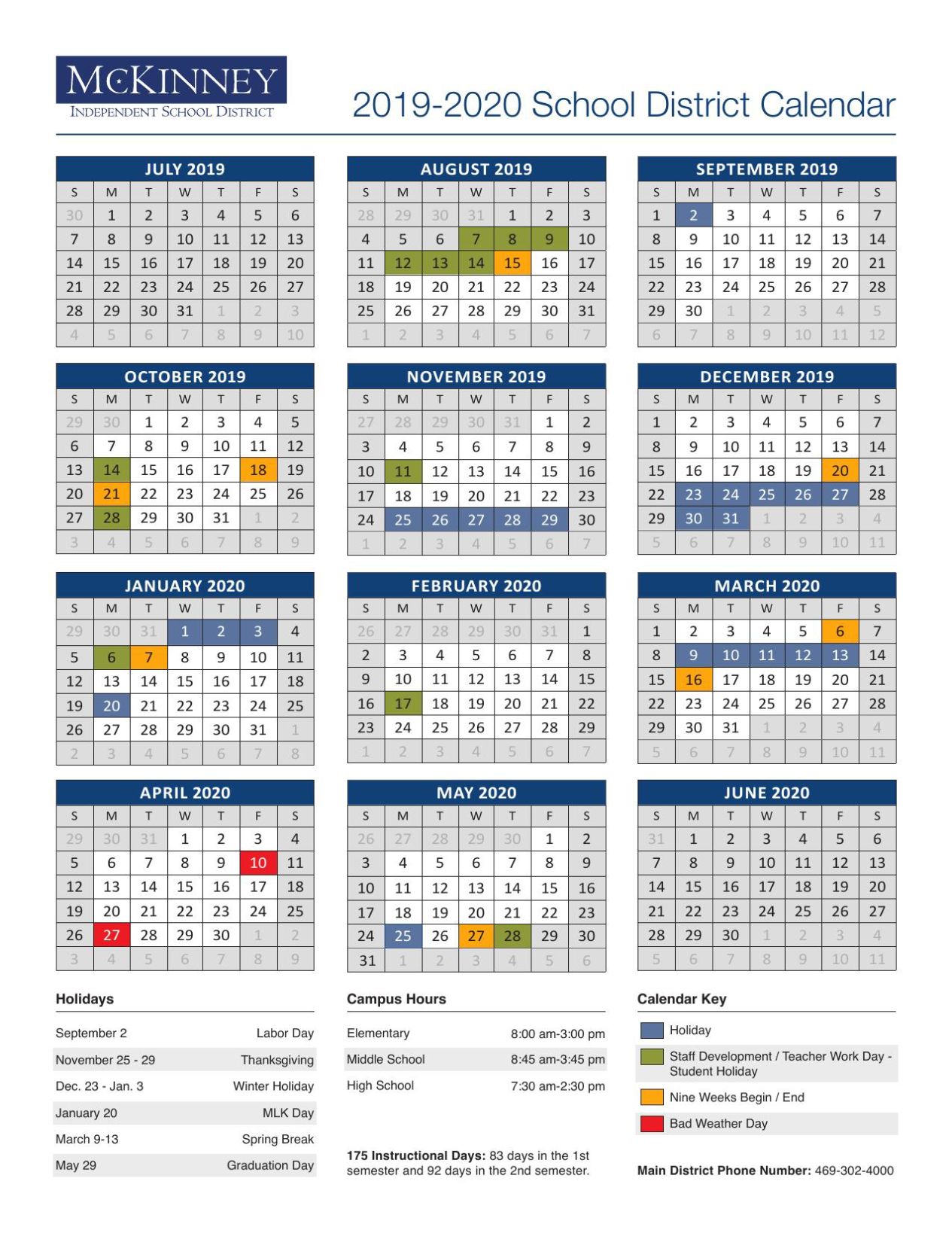 2019-20 Mckinney Calendar | | Starlocalmedia.com