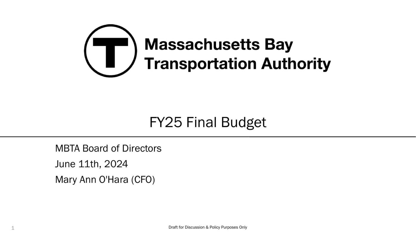 MBTA Final Fiscal 2025 Budget