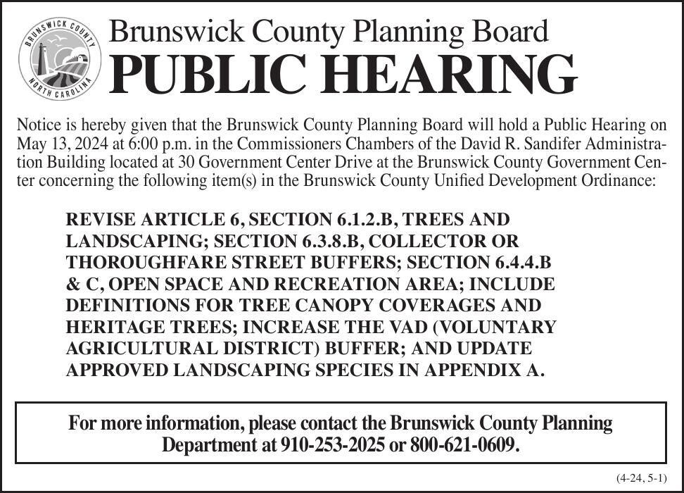 Brunswick County Planning Board Public Notices