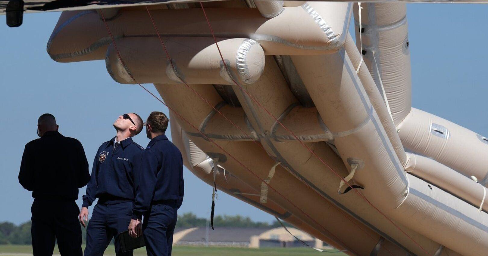 Air Force One inflatable slide temporarily delays Trump departure for GOP soiree in Texas