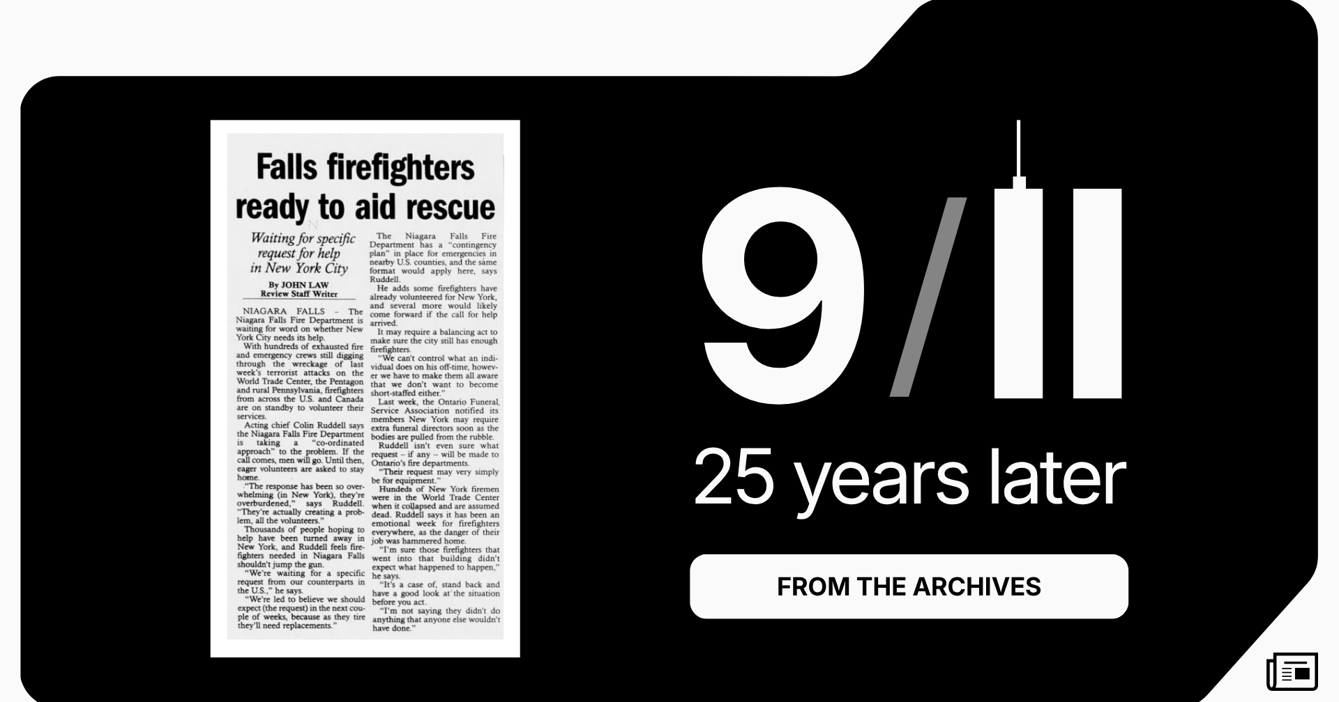 2001 Archive : Niagara firefighters prepared for 9 / 11 aid