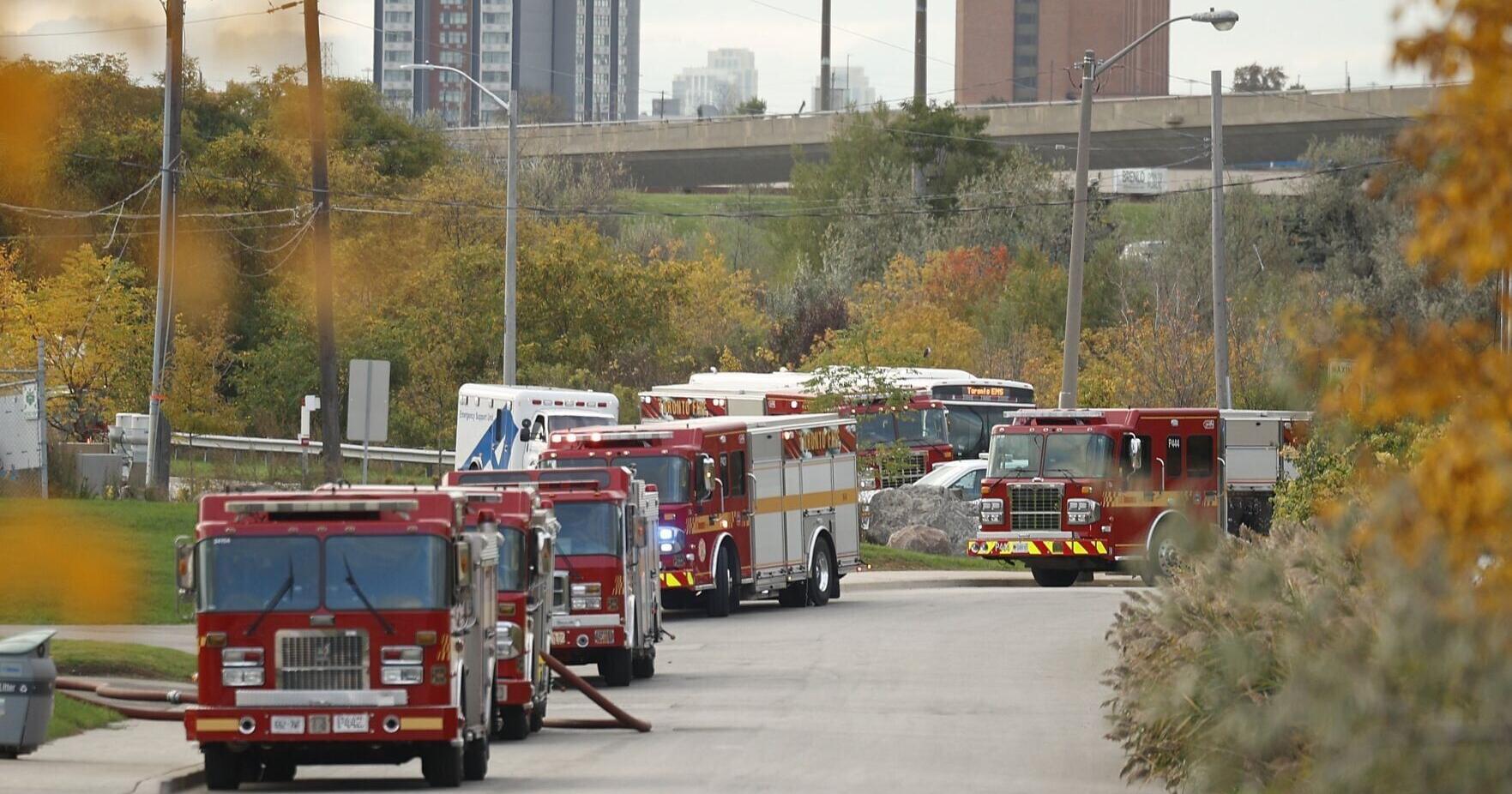 Crews respond to large fire at Etobicoke waste management facility